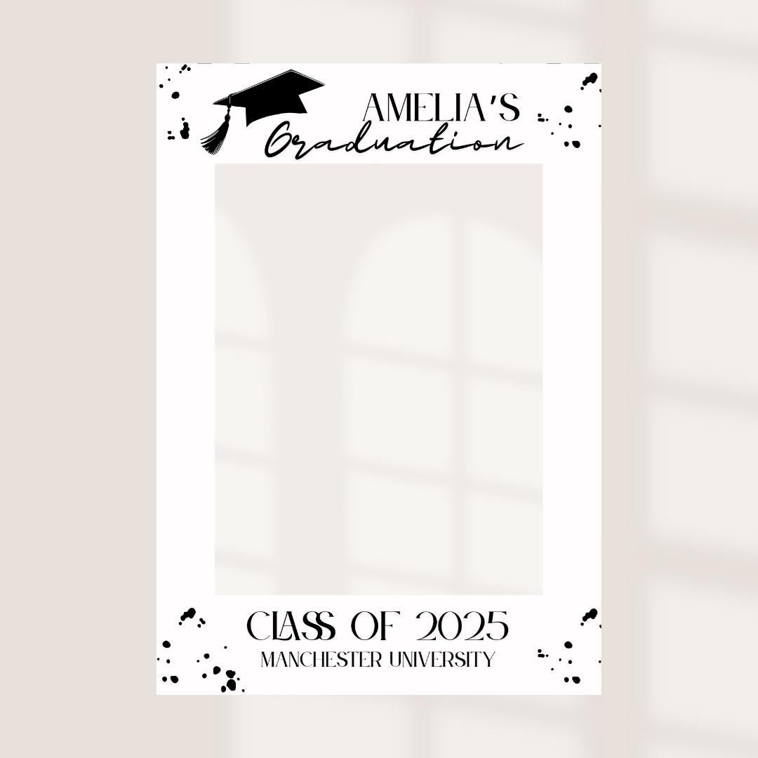 Personalised Printed Graduation Selfie Frame | Class of 2025 | Custom Name & School | Printed Photo Prop | Uni/College/S