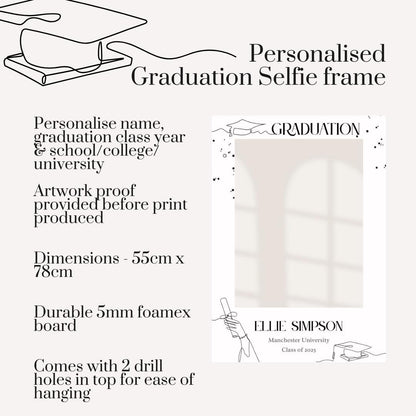 Personalised Printed Graduation Selfie Frame | Custom Name & School | Photo Prop | Uni/College/School Photo Frame