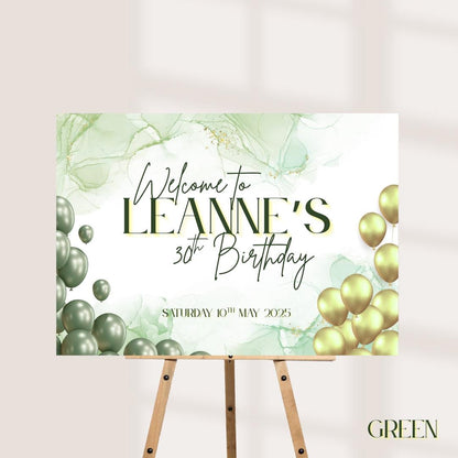 Personalised Printed Birthday Welcome Sign: Rose Gold Balloon Party Decor