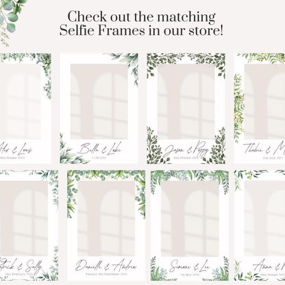 Printed Personalised Wedding Welcome Board | Green Botanical Design's | Custom Names, Date & Venue | Elegant Display | 8 Design Options