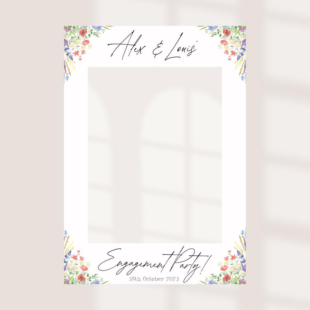 Printed Personalised Engagement Party Selfie Frame | Engagement Party  Selfie Props | Engagement Party Decorations | Rustic Floral |