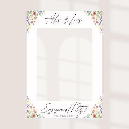 Printed Personalised Engagement Party Selfie Frame | Engagement Party  Selfie Props | Engagement Party Decorations | Rustic Floral |