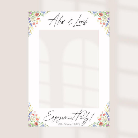 Printed Personalised Engagement Party Selfie Frame | Engagement Party  Selfie Props | Engagement Party Decorations | Rustic Floral |