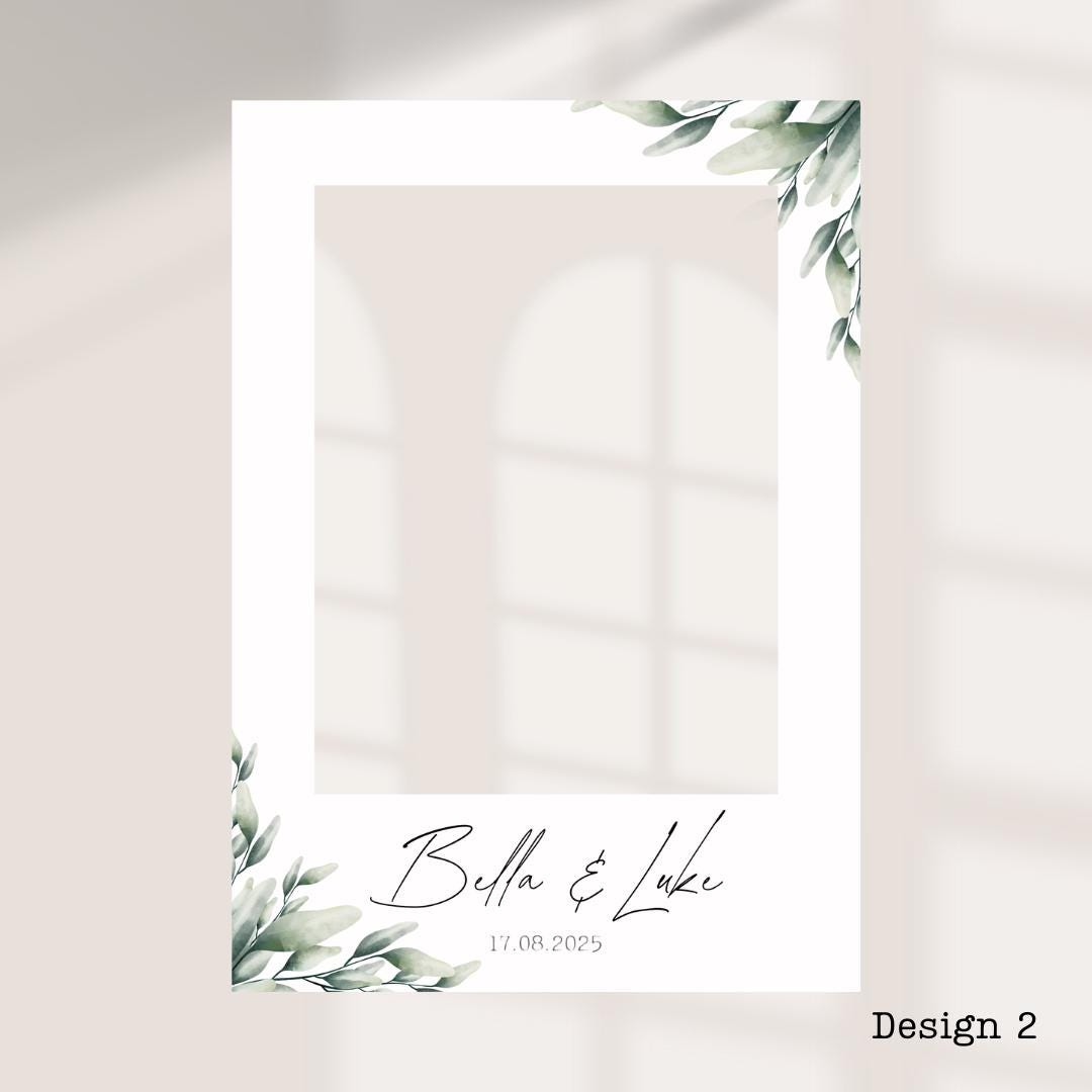 Personalised Wedding Selfie Frame – Botanical Leaf