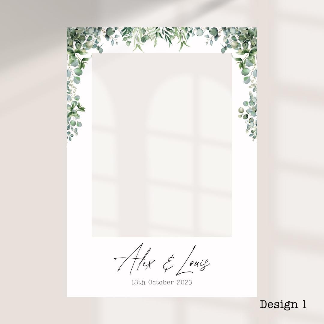 Printed Personalised Wedding Selfie Frame | Wedding Selfie Props | Wedding Decorations | Botanical Leaf | Personalised  