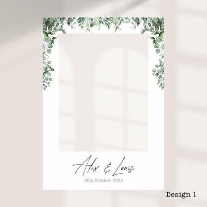 Printed Personalised Wedding Selfie Frame | Wedding Selfie Props | Wedding Decorations | Botanical Leaf | Personalised  