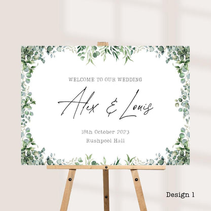 Printed Personalised Wedding Welcome Board | Green Botanical Design's | Custom Names, Date & Venue | Elegant Display | 8