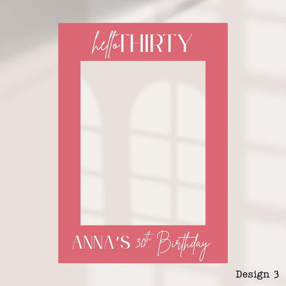 Personalised Printed Birthday Selfie Frame: Minimalist Party Photo Prop