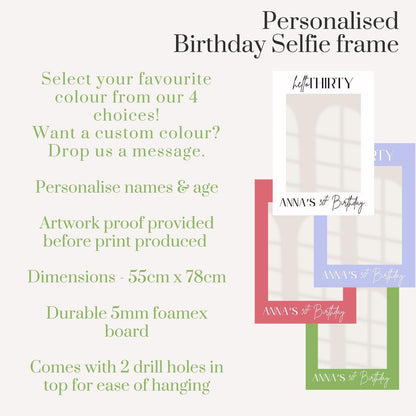 Personalised Printed Birthday Selfie Frame: Minimalist Party Photo Prop