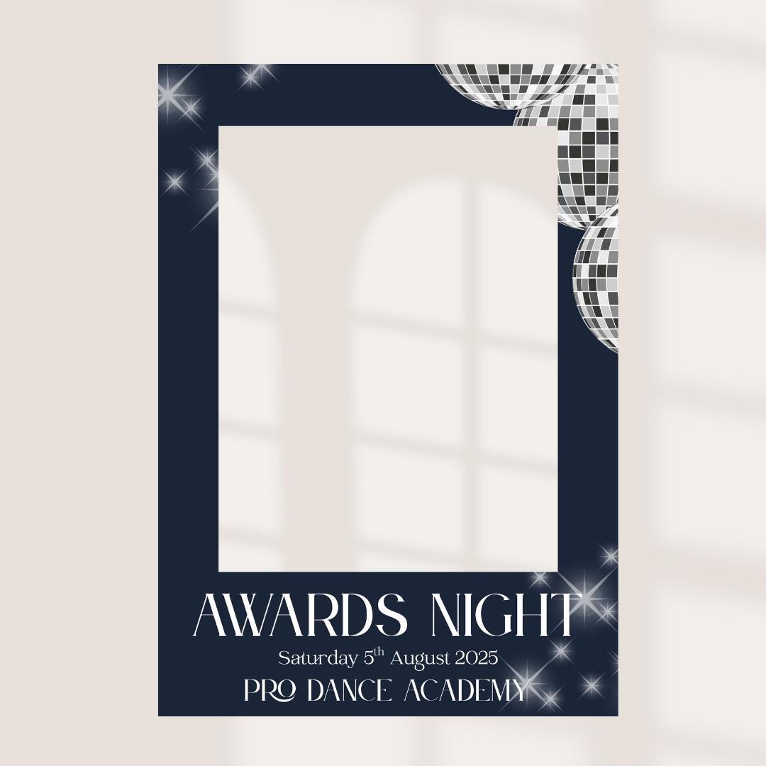 Personalised Awards Night Selfie Frame | Custom Club Awards Night Photo Prop | Disco Theme Presentation Night Frame | 55x78cm Foamex Board