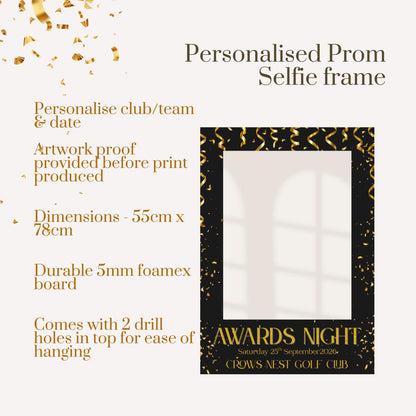 Personalised Awards Night Selfie Frame | Club Awards Night | Black and Gold Foamex Photo Prop | Custom Club/Team & Date |