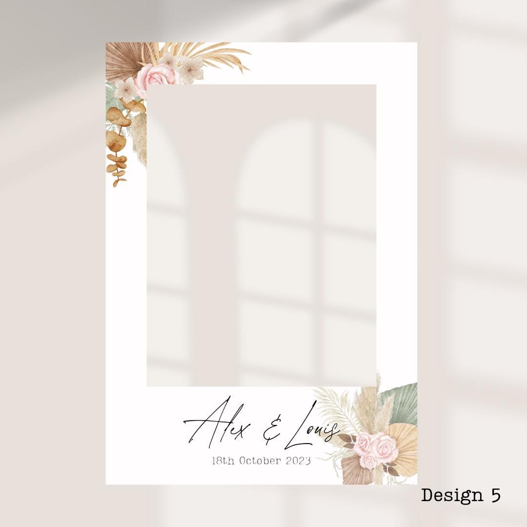 Personalised Autumn/ Fall Wedding Printed Selfie Frame: 8 Autumnal Designs - Photo Booth Prop - Customise Names & Date - Fall Wedding Decor