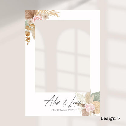 Personalised Autumn/ Fall Wedding Printed Selfie Frame: 8 Autumnal Designs - Photo Booth Prop - Customise Names & Date - Fall Wedding Decor
