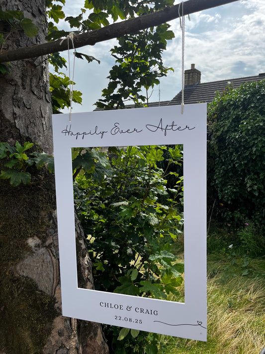 Personalised Printed Wedding Selfie Frame: Minimalist Photo Booth Prop