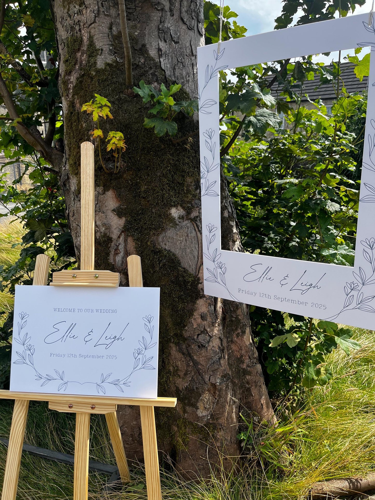 Personalised Printed Wedding Welcome Sign: Elegant Floral, Custom Names & Date