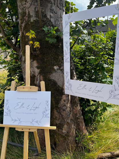 Personalised Printed Wedding Welcome Sign: Elegant Floral, Custom Names & Date
