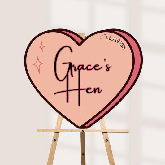 Personalised Printed Heart Hen Party Welcome Sign: Custom Bachelorette Decor