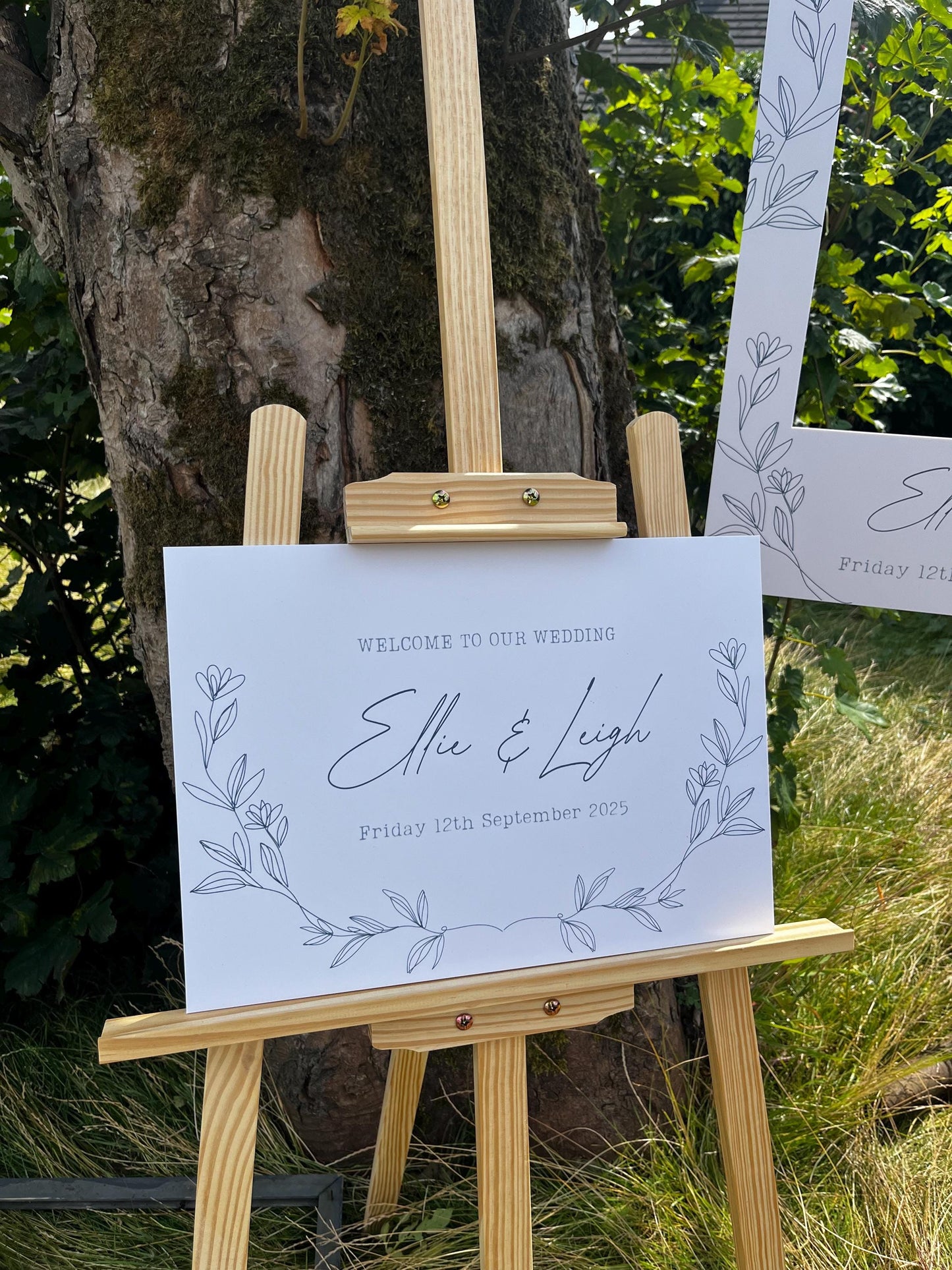 Personalised Printed Wedding Welcome Sign: Elegant Floral, Custom Names & Date