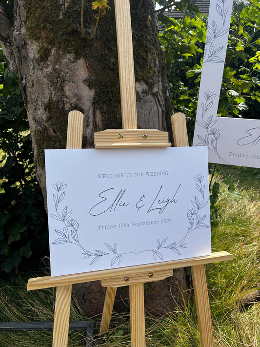 Personalised Printed Wedding Welcome Sign: Elegant Floral, Custom Names & Date