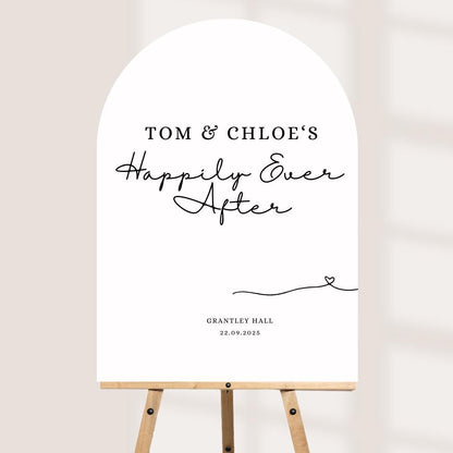 Personalised Printed Wedding Welcome Sign: Arched Minimalist Design