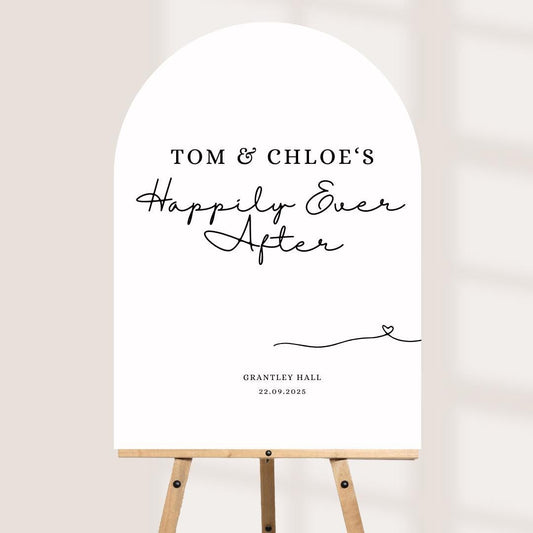 Personalised Printed Wedding Welcome Sign: Arched Minimalist Design