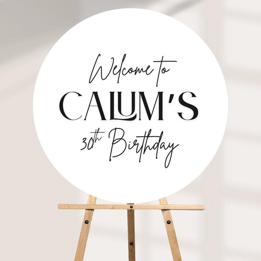 Printed Personalised Circular Birthday Welcome Sign | Minimalistic Design | Custom Name & Age | Birthday Party