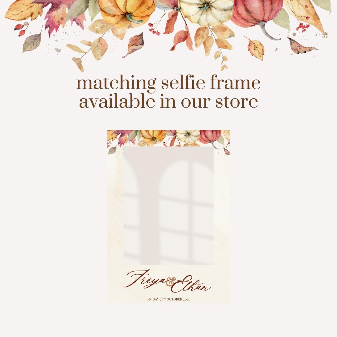 Personalised Autumn Wedding Welcome Sign | Rustic Pumpkin Fall Wedding Board | Custom Names Date & Venue | Barn Wedding Decor |