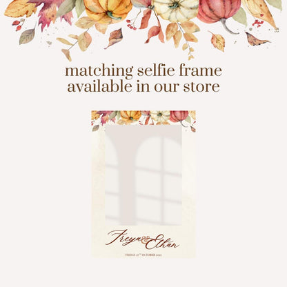 Personalised Autumn Wedding Welcome Sign | Rustic Pumpkin Fall Wedding Board | Custom Names Date & Venue | Barn Wedding Decor |