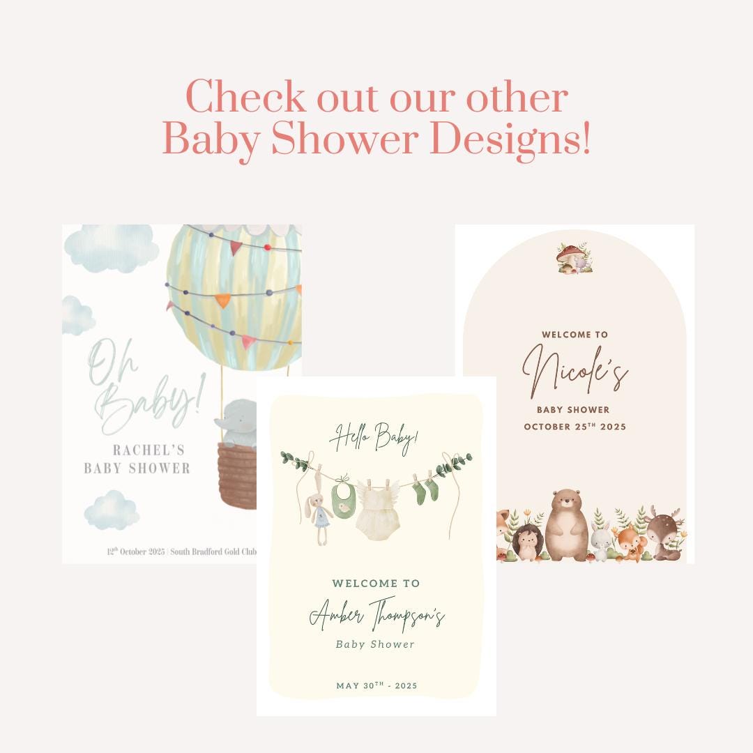 Personalised Printed Floral Baby Shower Welcome Sign: Soft Floral, Custom Baby Shower Board