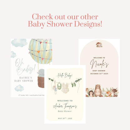 Personalised Printed Floral Baby Shower Welcome Sign: Soft Floral, Custom Baby Shower Board