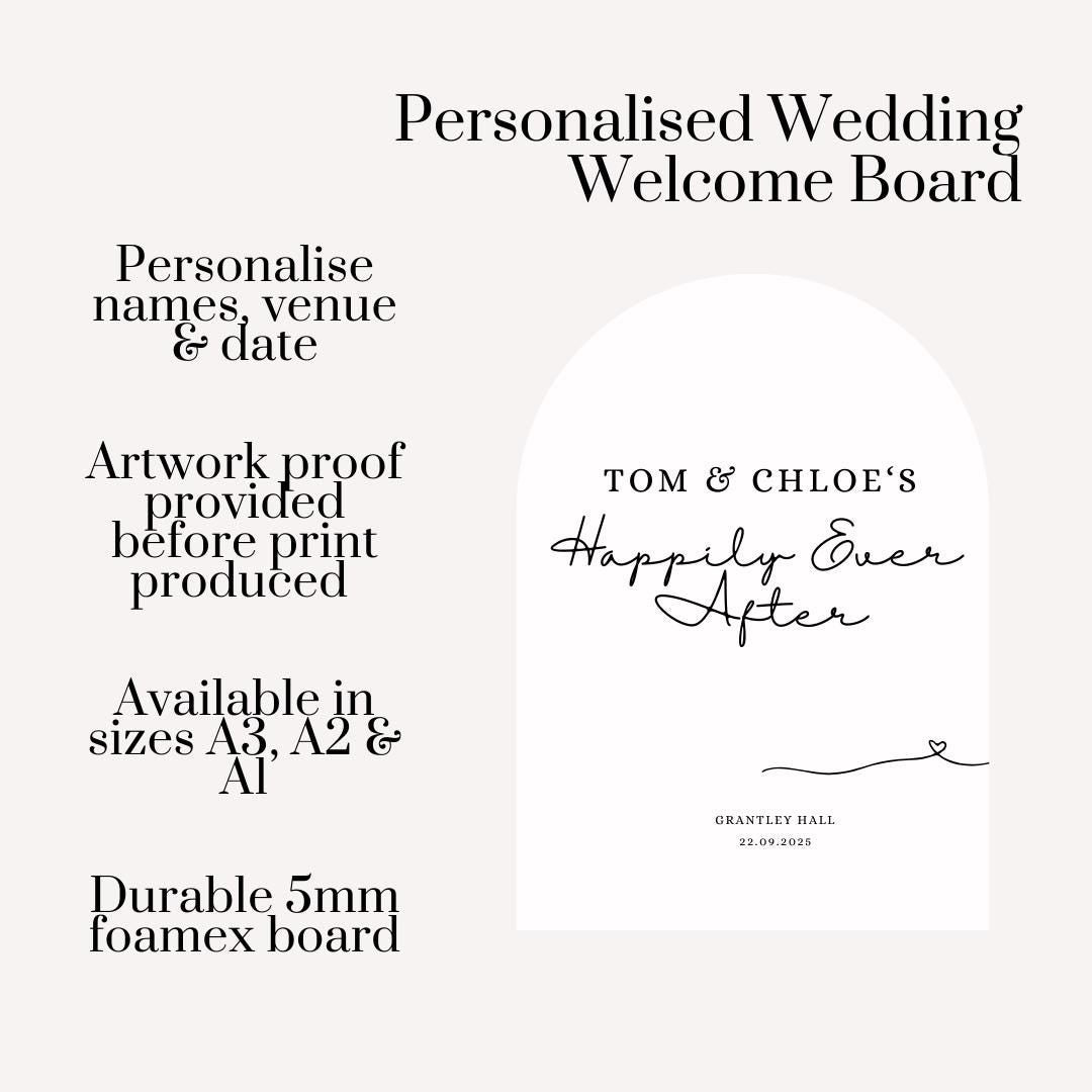 Personalised Printed Wedding Welcome Sign: Arched Minimalist Design