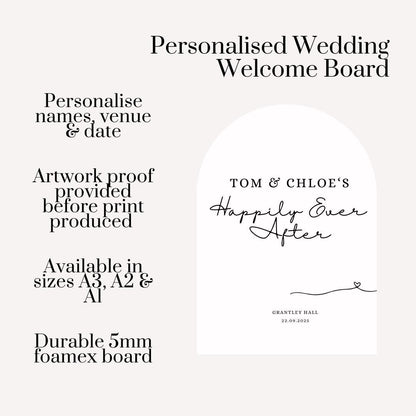 Personalised Printed Wedding Welcome Sign: Arched Minimalist Design