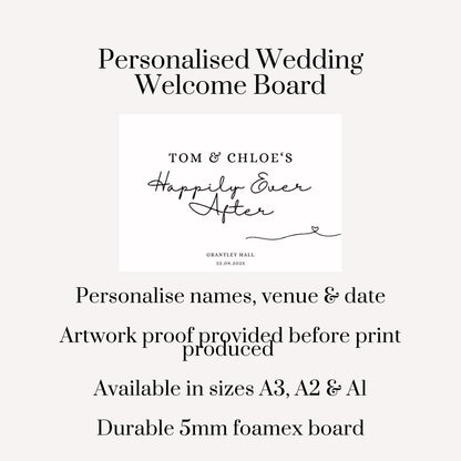 Personalised Printed Wedding Welcome Sign: Minimalist Black & White Design
