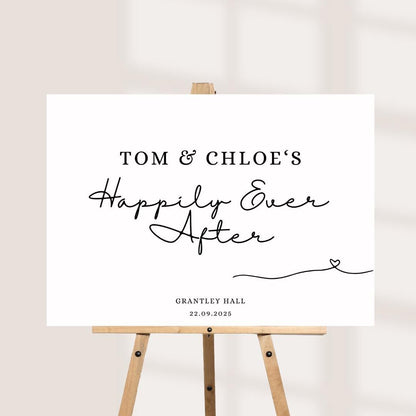 Personalised Printed Wedding Welcome Sign: Minimalist Black & White Design