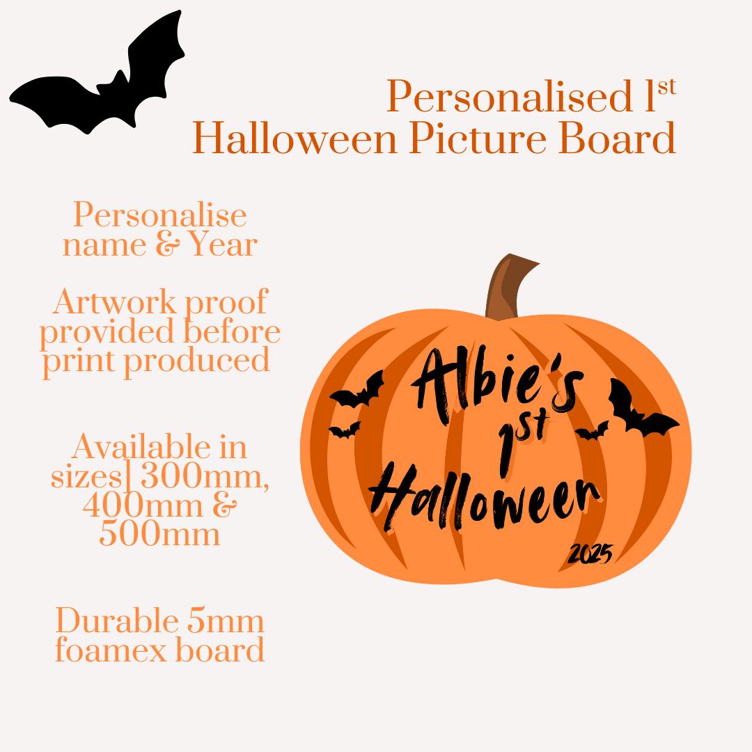 Personalised 1st Halloween Pumpkin Picture Board | Baby’s First Halloween Keepsake | Custom Name & Year | Photo Prop | Halloween Decoration