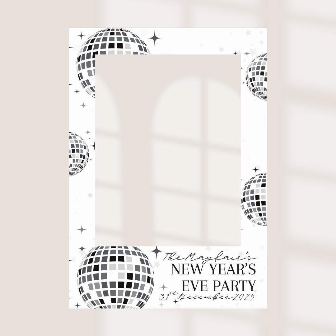 Personalised New Year’s Eve Party Selfie Frame | Custom Names & Date | Disco Ball NYE Photo Prop | Printed Foamex Board - NYE Party Decor