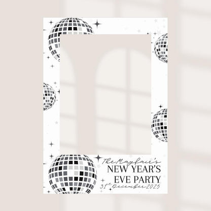 Personalised New Year’s Eve Party Selfie Frame | Custom Names & Date | Disco Ball NYE Photo Prop | Printed Foamex Board - NYE Party Decor