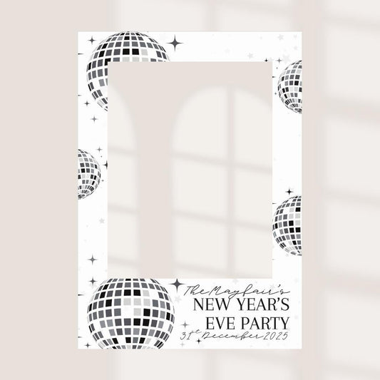 Personalised New Year’s Eve Party Selfie Frame | Custom Names & Date | Disco Ball NYE Photo Prop | Printed Foamex Board - NYE Party Decor