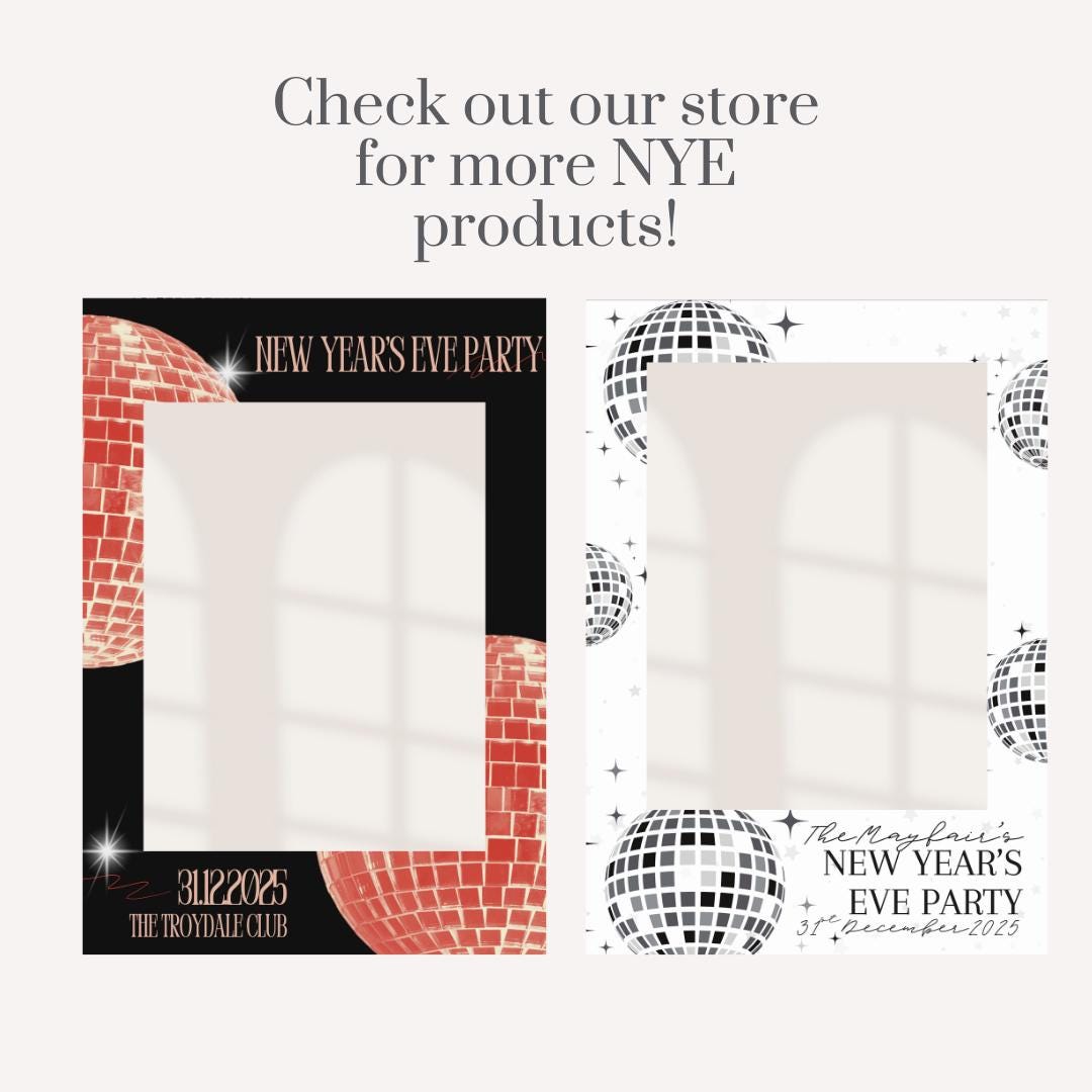 Personalised New Year’s Eve Party Selfie Frame | Custom Names, Venue & Date | Red Disco Ball Design | NYE Photo Prop | Foamex Board