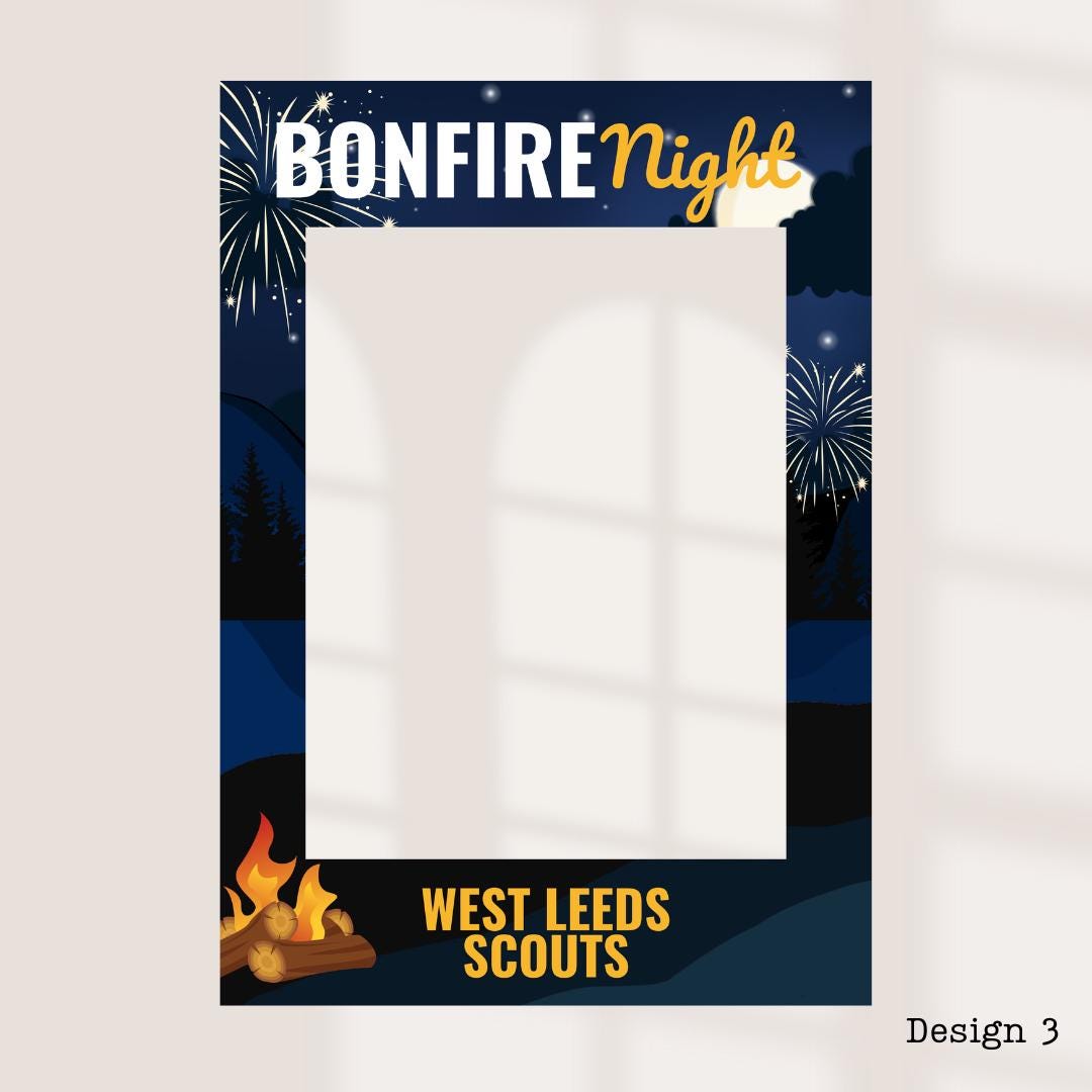 Personalised Bonfire Night Selfie Frame | Fireworks Party Photo Booth Prop | Custom Location & Date | Guy Fawkes Night Decoration