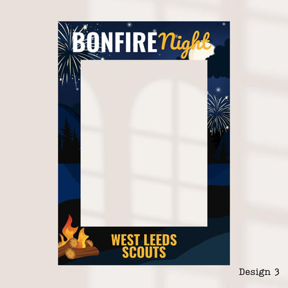 Personalised Bonfire Night Selfie Frame | Fireworks Party Photo Booth Prop | Custom Location & Date | Guy Fawkes Night Decoration