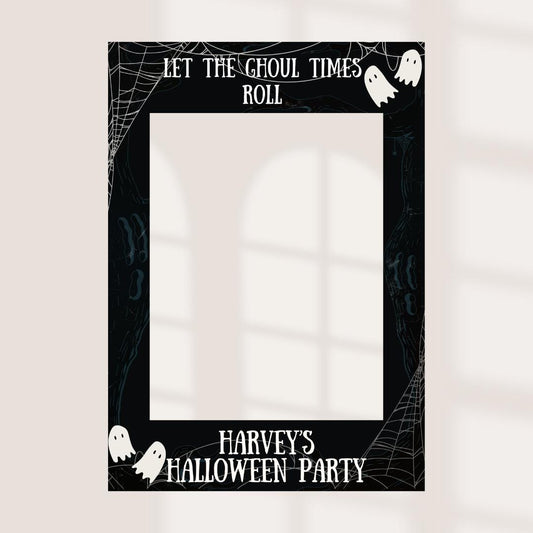 Personalised Printed Halloween Selfie Frame | Ghost Party Photo Booth Prop | Custom Name Halloween Decoration | Spooky Cobweb Selfie Board |