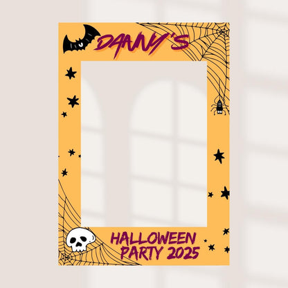 Personalised Printed Halloween Selfie Frame | Spooky Party Photo Booth Prop | Custom Name & Year Halloween Decoration | Bat Skull Design