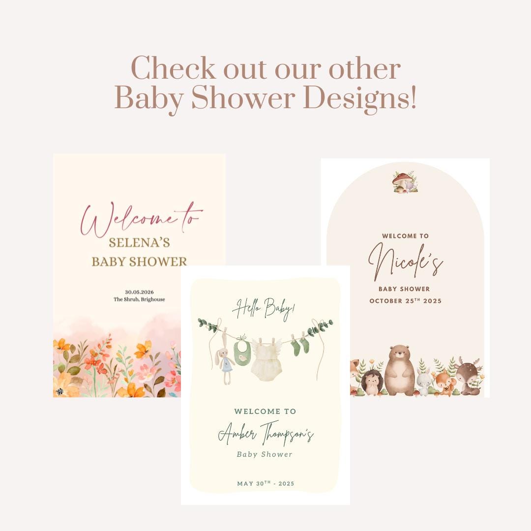 Personalised Baby Shower Welcome Sign | Hot Air Balloon Baby Shower Decoration | Gender Neutral Baby Shower Board | Custom Name & Date |