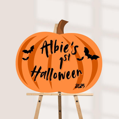 Personalised 1st Halloween Pumpkin Picture Board | Baby’s First Halloween Keepsake | Custom Name & Year | Photo Prop | Halloween Decoration