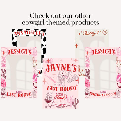 Personalised Cow Print Hen Party Selfie Frame – Last Rodeo