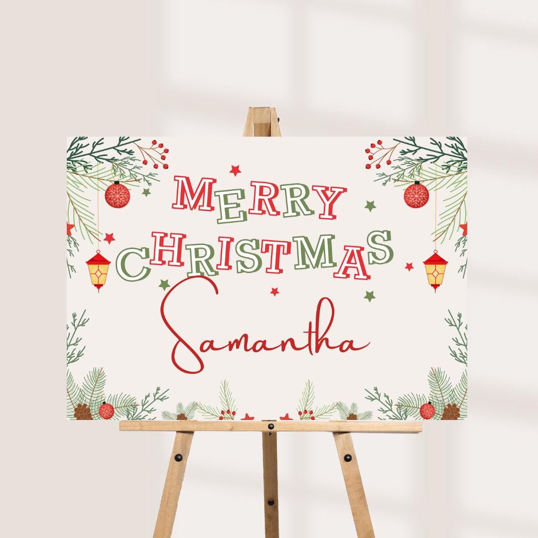 Personalised Christmas Welcome Sign | Custom Christmas Decor Board | Festive Party Sign | Merry Christmas Name Board | H