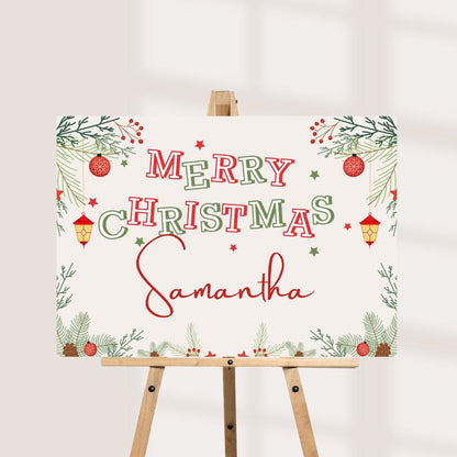 Personalised Christmas Welcome Sign | Custom Christmas Decor Board | Festive Party Sign | Merry Christmas Name Board | H