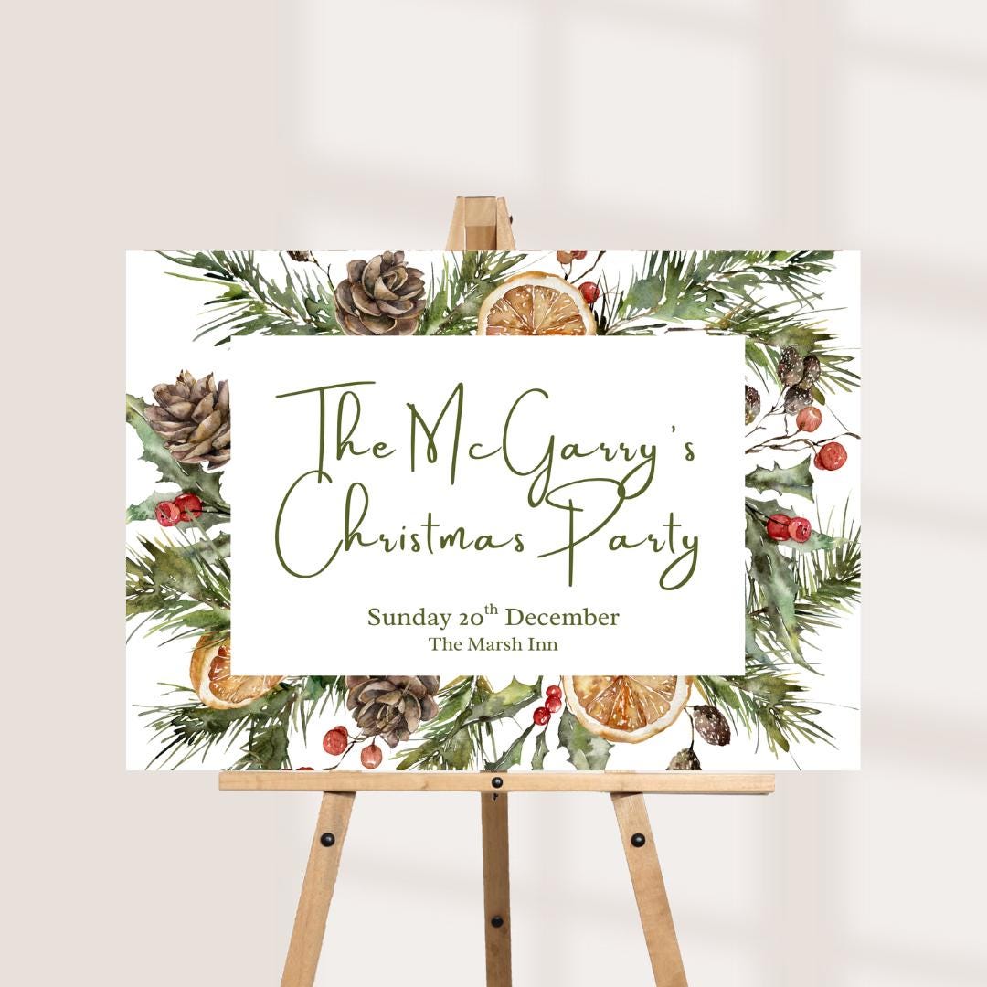 Personalised Christmas Party Sign | Custom Christmas Welcome Board | Festive Event Decoration | Holiday Party Sign | Pri