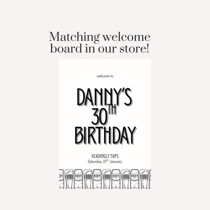 Personalised Birthday Selfie Frame | Beer Themed Party Photo Prop | Custom Name & Age Selfie Frame | Matching Welcome Board